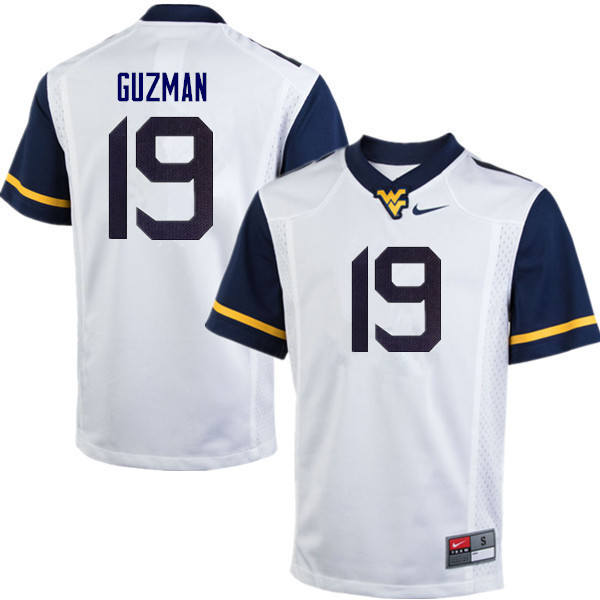 Men #19 Noah Guzman West Virginia Mountaineers College Football Jerseys Sale-White - Click Image to Close